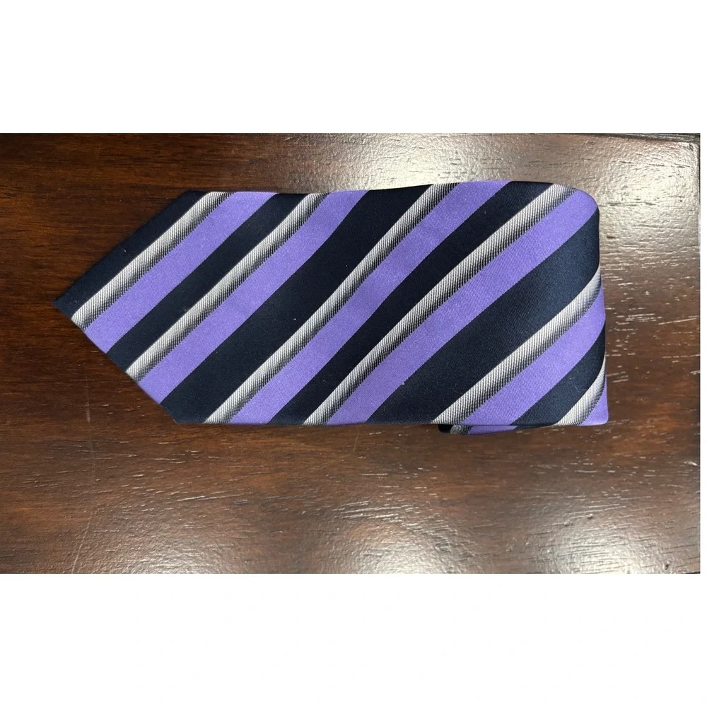 Apt 9‎ Mens Necktie Purple Navy Gray Striped Business Career Tie Vintage Note!